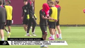 PG电子官方入口-操心的老父亲亚马尔训练前把背心套在头上 弗里克帮其穿上